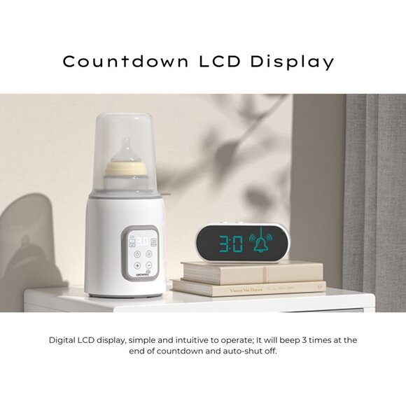 GROWNSY 8-in-1 Fast Baby Milk Warmer with Timer Grey White - Picture 12 of 13